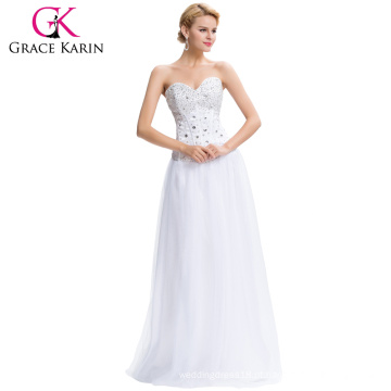 Grace Karin Hot Selling Young Girls White Beaded Long Prom Dress CL3519-2